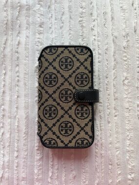 Tory Burch Black & Beige Logo Wallet Phone Case